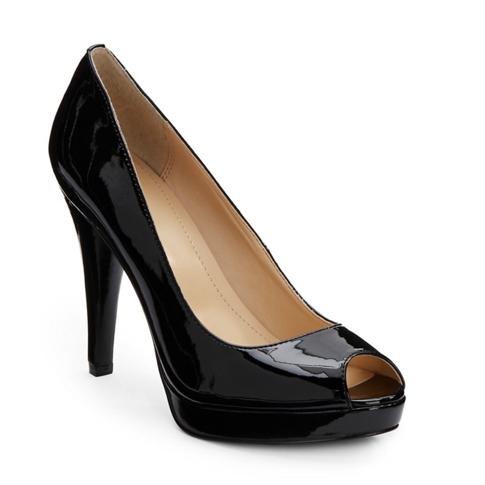 Calvin Klein Sandie Patent Leather Open-Toe Pumps